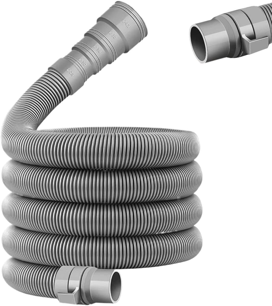 Afwaterslang Set - Camper Afvoer - Afvalwater Afvoeren - Verstelbare Lengte - 28-42 mm - Grijs — afbeelding 1
