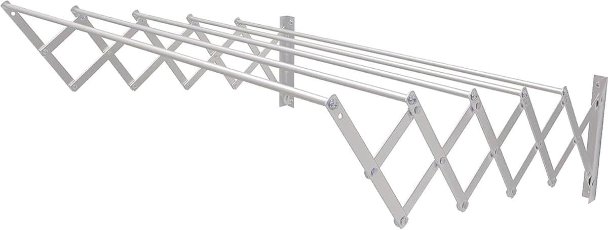 - NIZA Uitschuifbare wandwaslijn - Gemaakt van hoogwaardig aluminium - Roestvrije afwerking - Afmetingen: 140x14x3 cm - Opvouwbaar wasrek voor buiten — afbeelding 1
