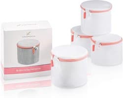 Set van 4 beha's, wasnetten voor wasmachine, waszak met ritssluiting, zacht gevoerd met roze naad, waszak voor sokken, beha's, ondergoed en lingerie