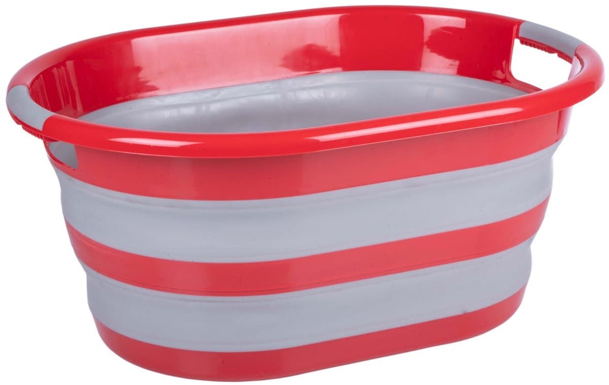 Dirt Devil Opvouwbare Wasmand - 27 L - 60 x 45 x 30 CM - Opgevouwen 10 CM hoog - Rood/ Grijs — afbeelding 1