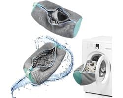 waszakken voor schoenen, 2 stuks, waszakken voor schoenen, waszak met ritssluiting, herbruikbare waszak, efficiënte reiniging, grijs