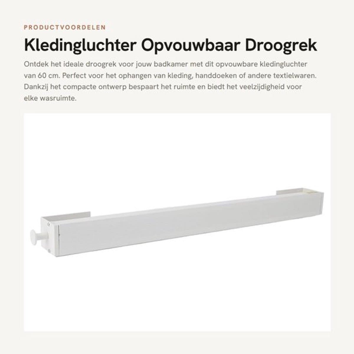 Kledingluchter 60 cm - Wandgemonteerd - Opvouwbaar - Multifunctioneel - Ruimtebesparend - Premium materiaal - Wasdroogrek — afbeelding 1