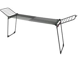 KINGHoff - Droogrek - Opvouwbaar Wasrek tot 25 kg - Staand Droogrek - Wasdroger Rek met Vleugels - Inklapbaar Wasrek voor Binnen & Buiten - XXL - 210-290 x 55 x 125 cm - Zwart