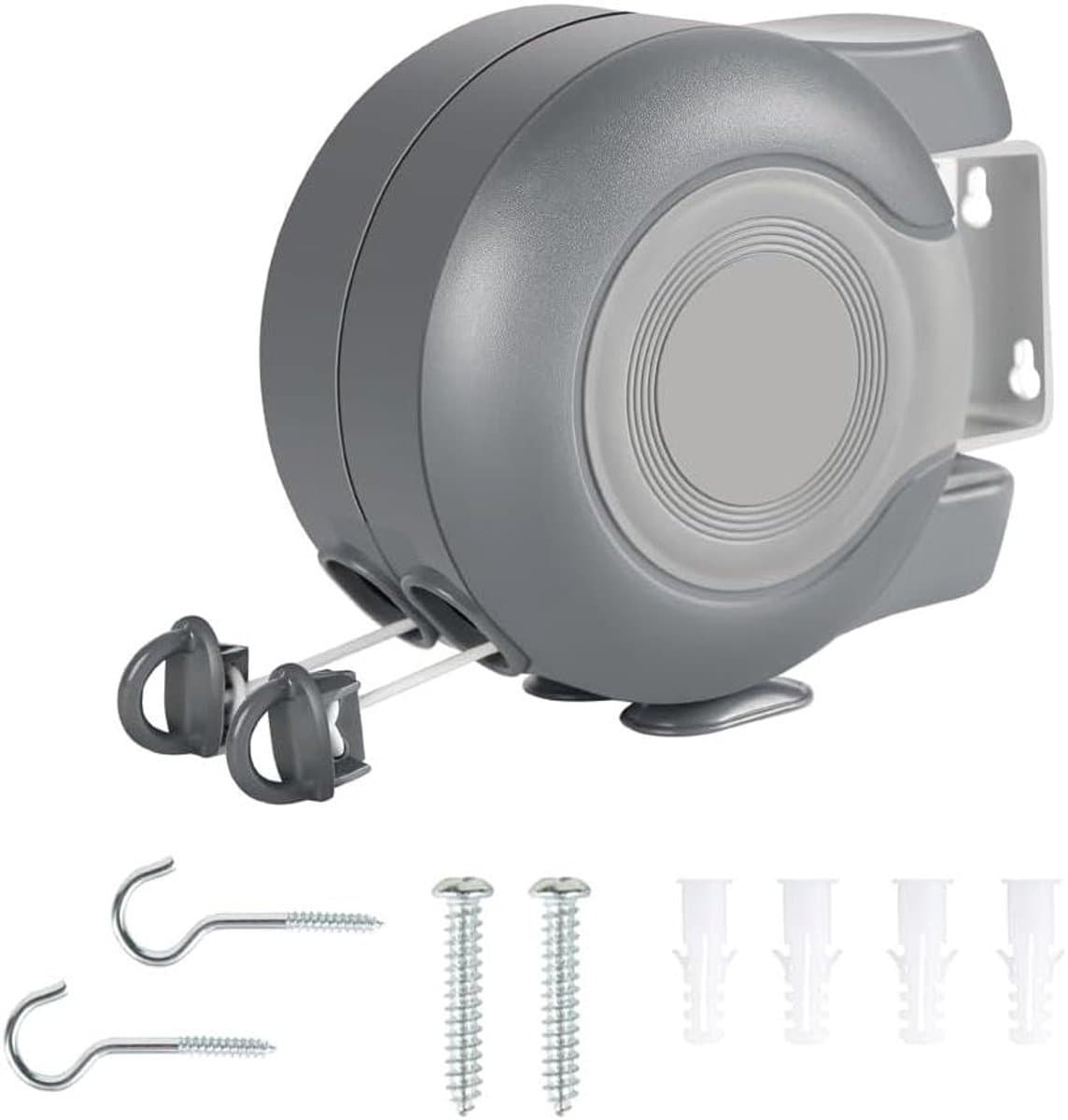 30m Retractable Outdoor Heavy Duty Wall Mounted Double Clotheslines Extendable Drying Line for Drying Room Grey — afbeelding 1