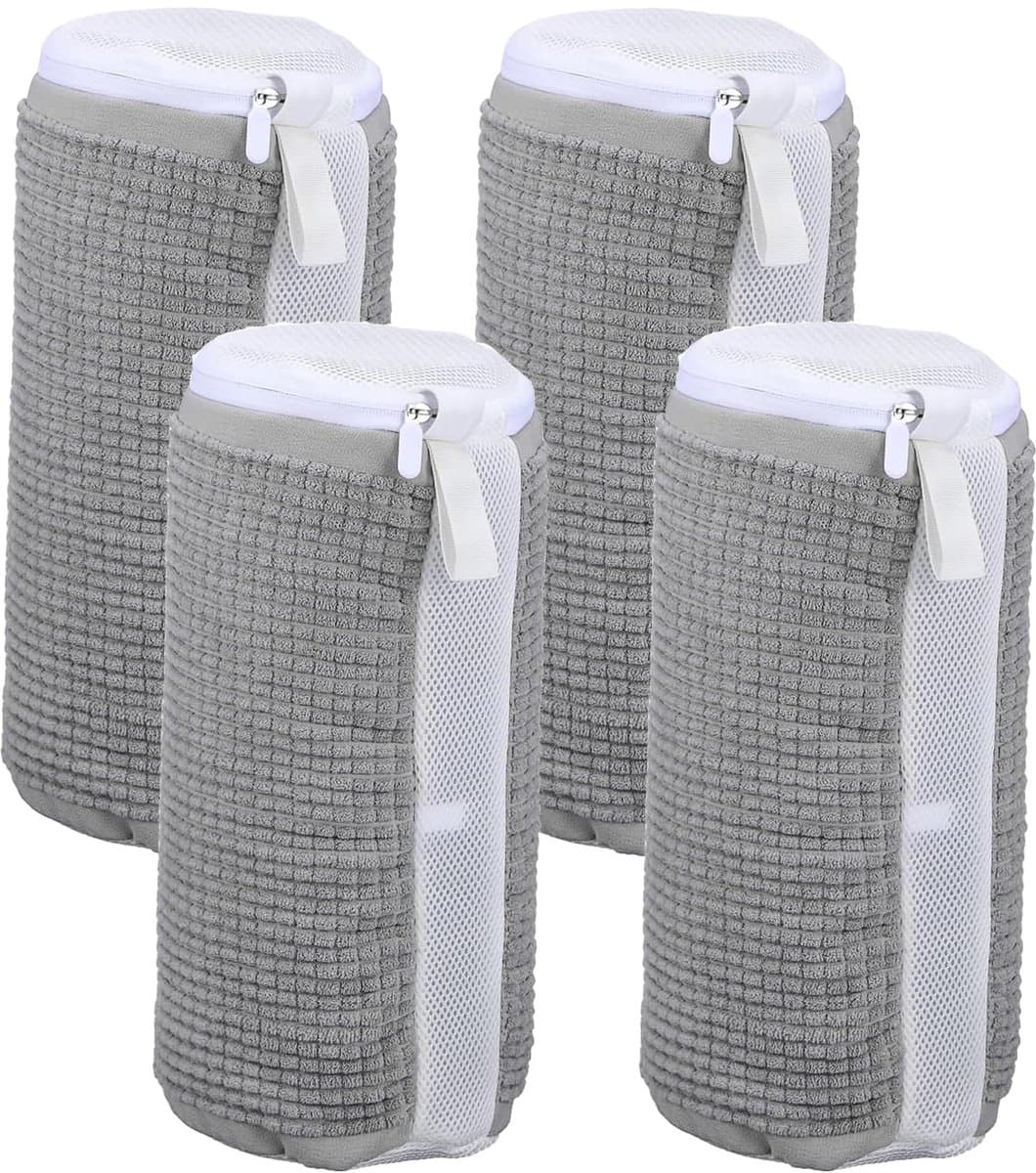 Unyqoos® Wasmachinebestendige waszakken voor schoenen - set van 4 met ritssluiting in grijs — afbeelding 1