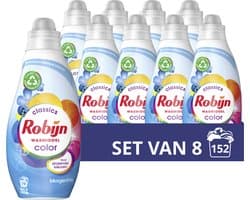 Robijn Klein & Krachtig Classics Color Morgenfris Vloeibaar Wasmiddel - 8 x 19 wasbeurten - Voordeelverpakking