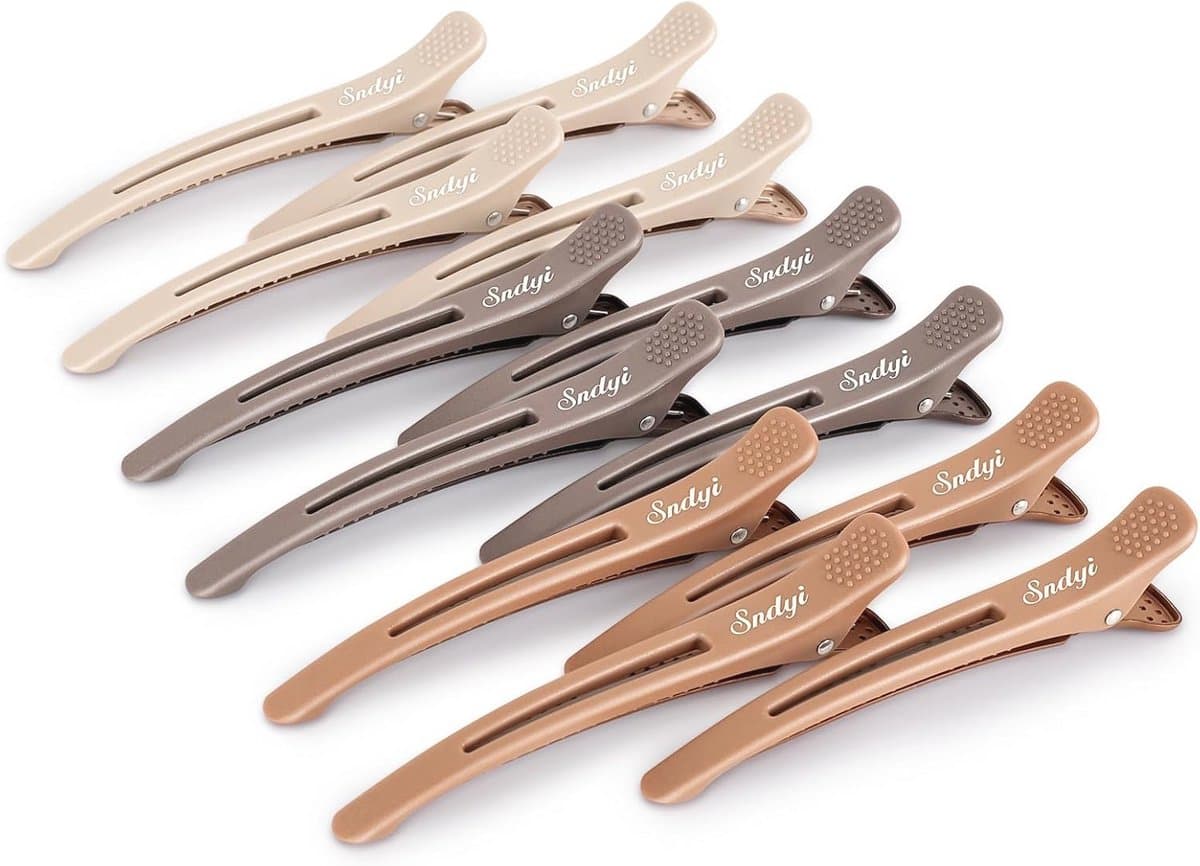 12 Professionele Haarclips voor Kapsels en Knippen - Antislip Eendensnavel van Kunststof, 11 cm, Neutraal — afbeelding 1