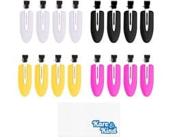 16 Stuks Haarklemmen Zonder Deuken - Voor Pony, Styling en Kappers - Zwart, Roze, Geel, Wit