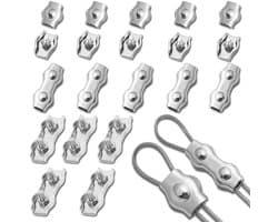Allecta - Set van 20 Kabelklemmen voor Staal 3 mm - Roestvrij Staal Kabelklemmen voor Waslijn en Luifel - Draadkabelklemmen.