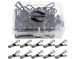 Set van 25 multifunctionele zwarte metalen clips voor waslijnen