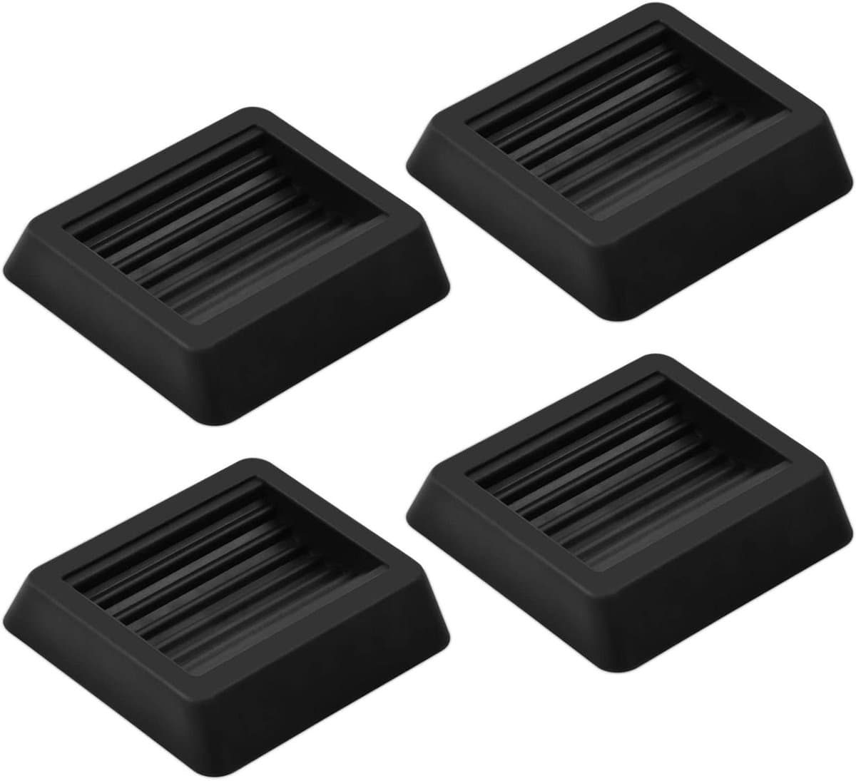 Set van 4 zwarte rubberen meubelonderzetters met wielstoppers — afbeelding 1