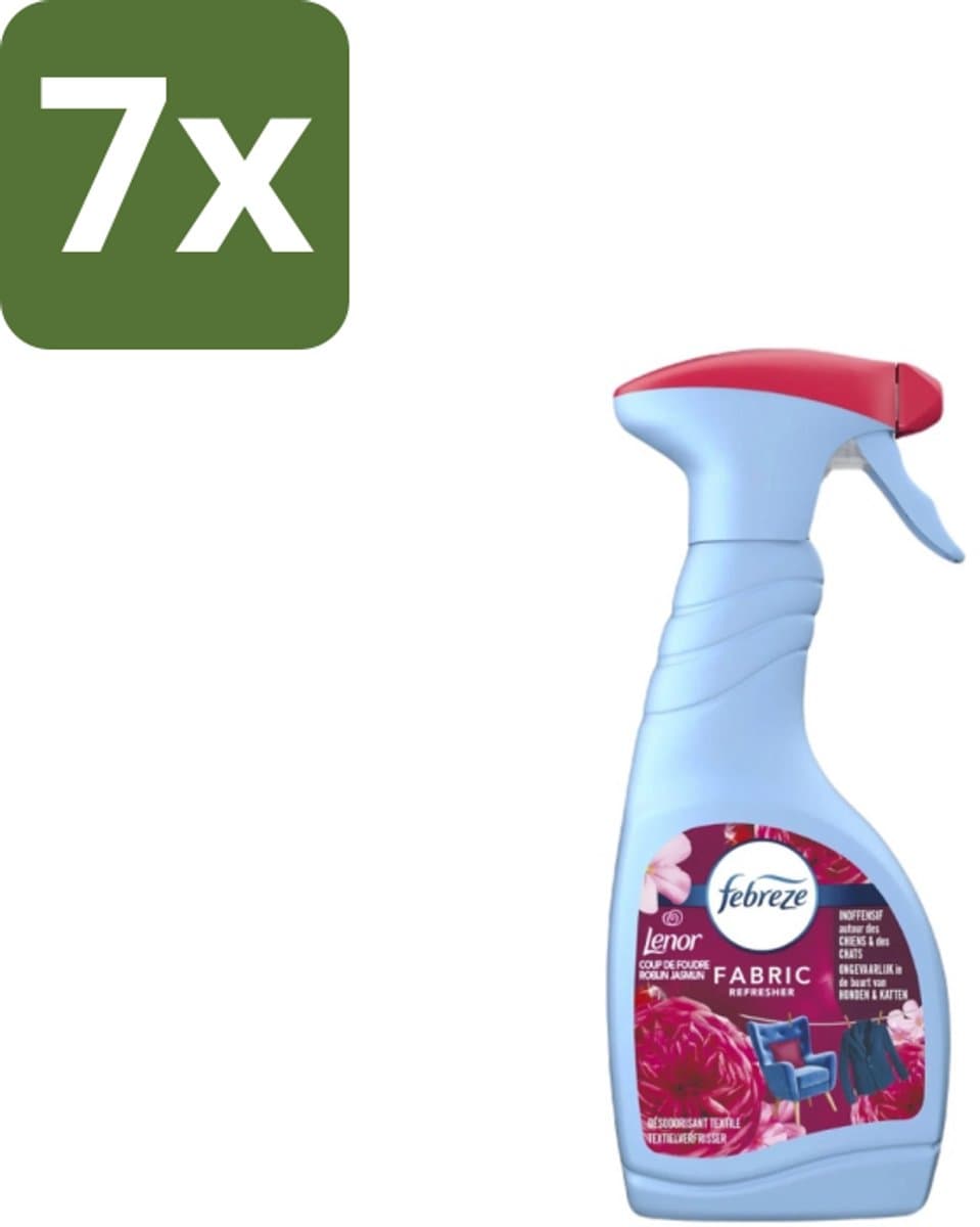 7 x Febreze – Textielspray – Robijn Jasmijn – 500 ml - Textielverfrisser - Textielgeur - Geurverwijdering - Jasmijngeur - Robijngeur — afbeelding 1