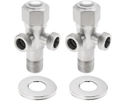 Dailygoods- Hoekventiel Dubbel 1 in 2 Uitlaten - Roestvrij Staal - Hittebestendig - Corrosiebestendig - Veilig en Duurzaam - Krasbestendig Ontwerp - Waterkraan