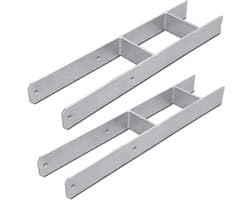 H-paaldragers 2 stuks - Paalankers H-anker - Houtconstructies Verankeren - Verdiept in Beton - 600 mm Lengte 5 mm Dikte — afbeelding 1