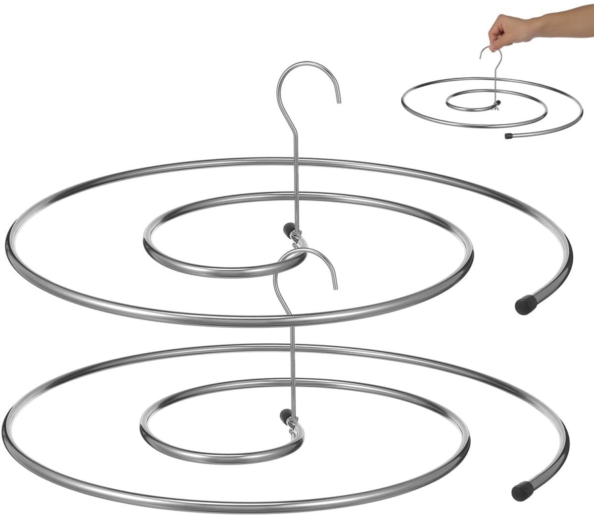 Dailygoods- Droogrek Roestvrij Staal - Plafondbeugel - Ruimtebesparend - Spiraalhanger - Kledingstandaard - Afmetingen 40x38x12 cm - Beddengoedrek — afbeelding 1