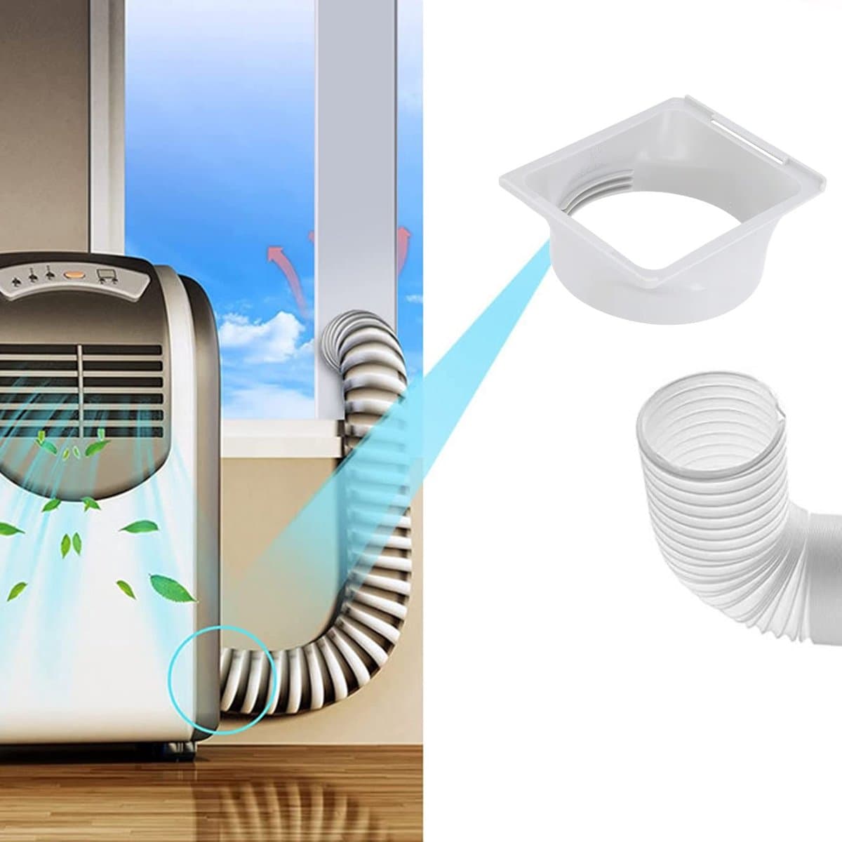 Dailygoods - Universele Afvoerslang Koppeling voor Airco - Vierkant naar Rond - Stil & Duurzaam — afbeelding 1