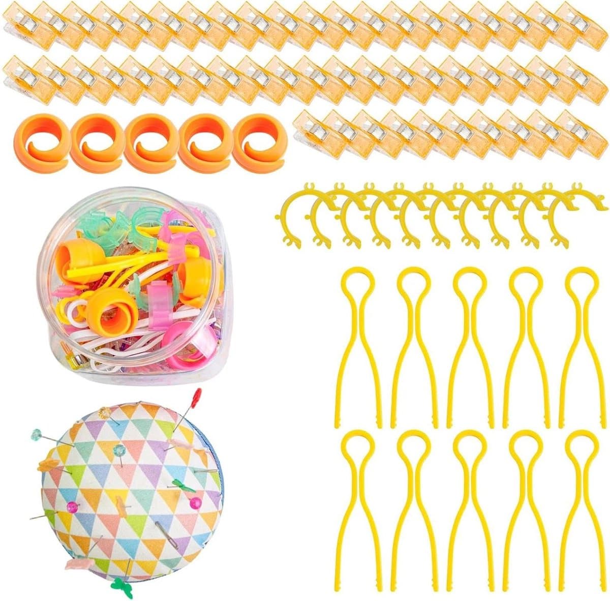 Naaiclips Set - Knutsel Organizer - Stoffen Vasthouden - Compleet met Hulpmiddelen - 50+ Clips - Driehoekig — afbeelding 1