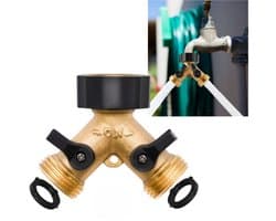 1 set - Flexibele slangverdeler - Tweewegs waterverdeling - Adapterklep - Aansluiting - 7,6*5,8 cm-1,905 cm interface - Meerwegs waterleiding voor tuingebruik - Messingkleur