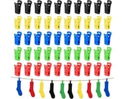 Sokkenklemmen Set - Wasclips Organizer - Sokken Wassen - Met Ophanghaken - 50 Stuks - Meerkleurig