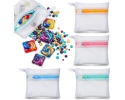 Pak van 4 mini zakken voor wasmachine, 12 x 12 cm, kleine opbergzakken, in mesh, met structuur in bijenbed, wasnet, waszak, waszak voor delicate wasgoed