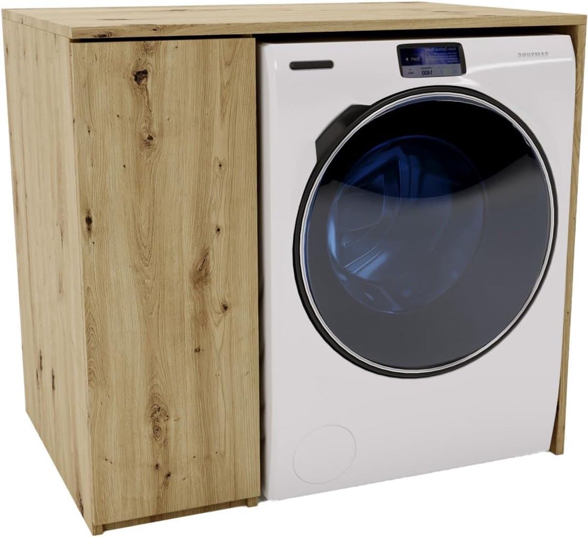 Wasmachinekast - Drogerkast Bovenbouwkast - Ruimte Besparen - Extra Zijkast - 96 x 88.5 cm - Eiken — afbeelding 1
