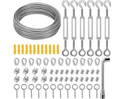 Kabelset Met Staaldraad - 35m/2mm Roestvrijstalen Kabel - M4 Spanschroeven - Tuindraad Voor Het Vastzetten Van Klimplanten, Druivenranken, Klimrek Of Tent — afbeelding 1
