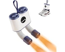 Elektrische schoenendroger met timer tot 240 minuten, constante warmte en vochtverwijdering, geschikt voor alle schoenmaten met flexibele slang en ventilatiefunctie (150 W, wit)
