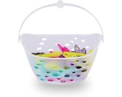Wasmand met Wasknijpers - Knijpermandje Opberghanger - Was Sorteren - Windbestendige Knijpers - 22 x 13.5 x 13.5 cm - Meerkleurig