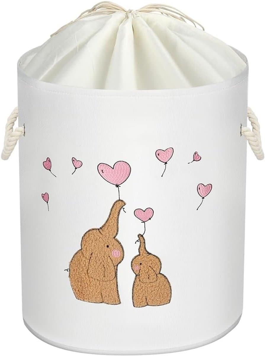 Vouwbare Ronde Baby Wasmand van Katoen met Handvat - Opbergmand voor Speelgoed en Kleding voor Kinderen, Jongens en Meisjes, Ideaal voor Kinderkamer en Speelruimte — afbeelding 1