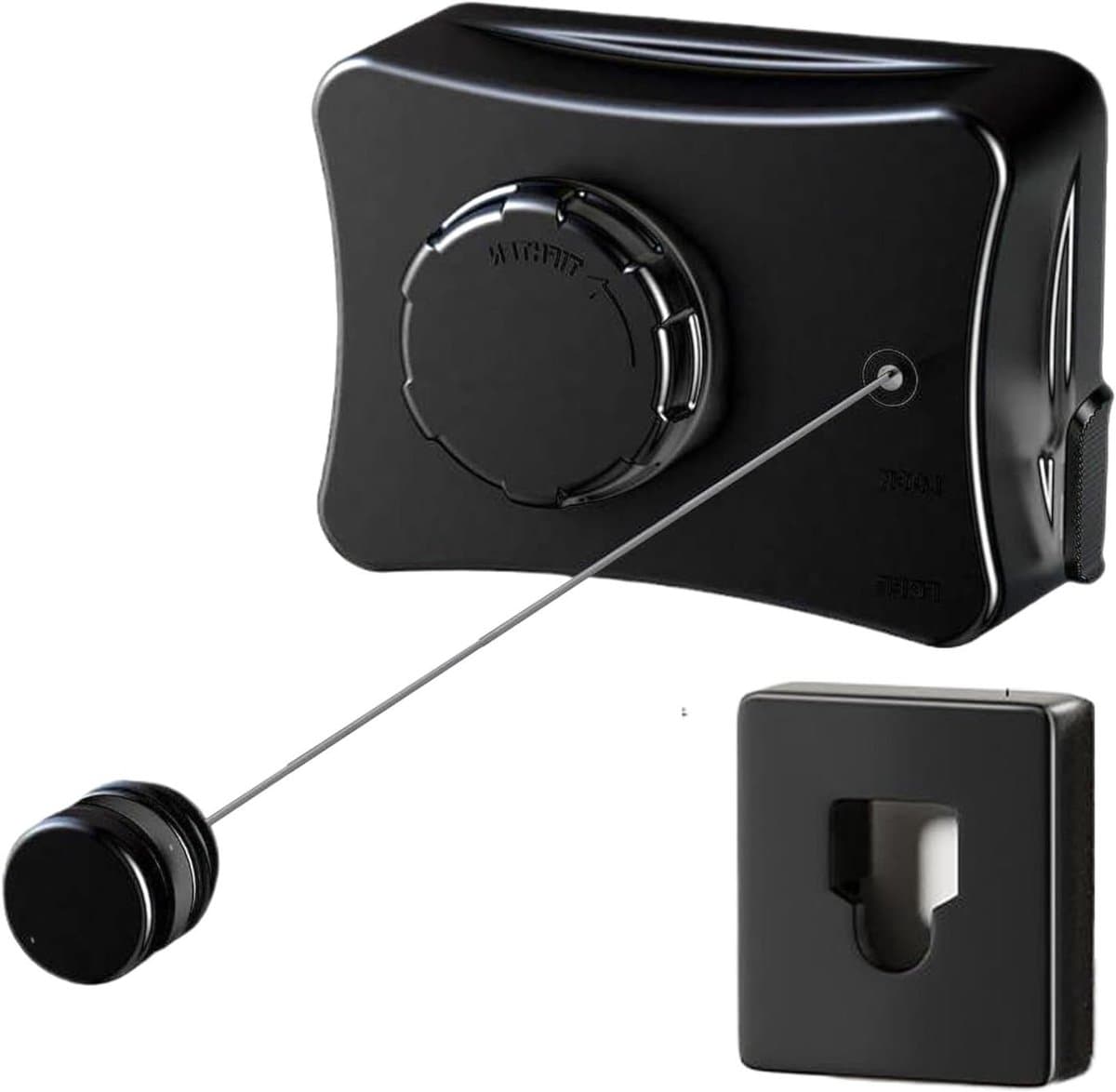 Intrekbare Waslijn - Wandmontage Touw - Ruimte Besparen - Verstelbaar Mechanisme - 45 cm - Zwart — afbeelding 1
