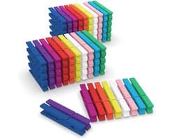100 Gekleurde Houten Klammen - Kleurrijke Mini Klammen - Kleine Houten Kledingknijpers voor Foto's - Collages - Postkaarten - Decoratie - Houten Kledingknijpers (7 cm)