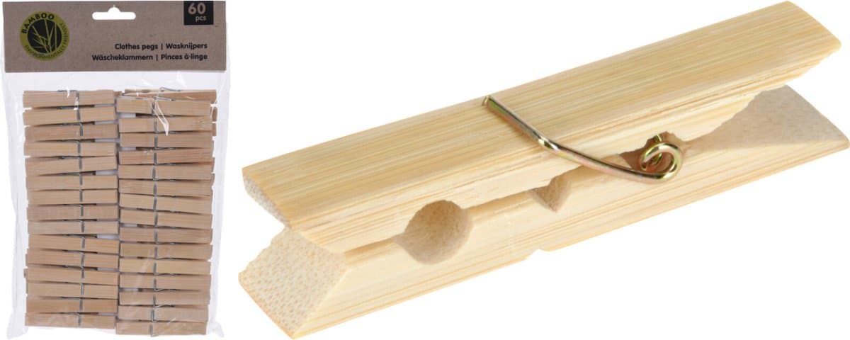 Bamboe - Wasknijpers - 60 Stuks — afbeelding 1