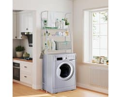 Drie-laags Wasmachine Rek Zonder Boren - Stabiele Metalen Opbergplank voor Badkamer
