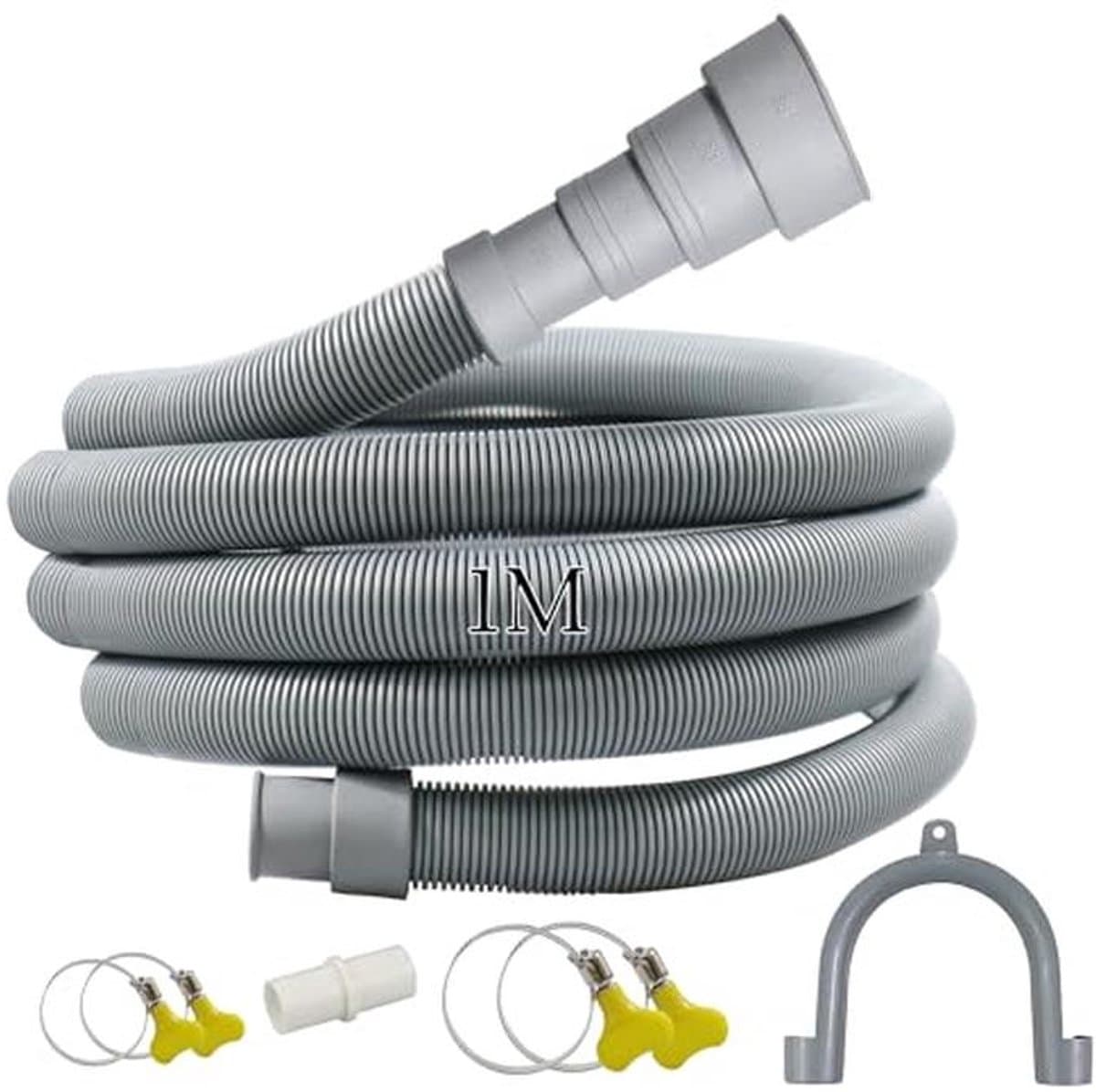 Universele afvoerslangen voor Wasmachines, Droger en Vaatwasser - Instelbare Diameter 20-38 mm met 1 Adapter en 4 Slangklemmen — afbeelding 1