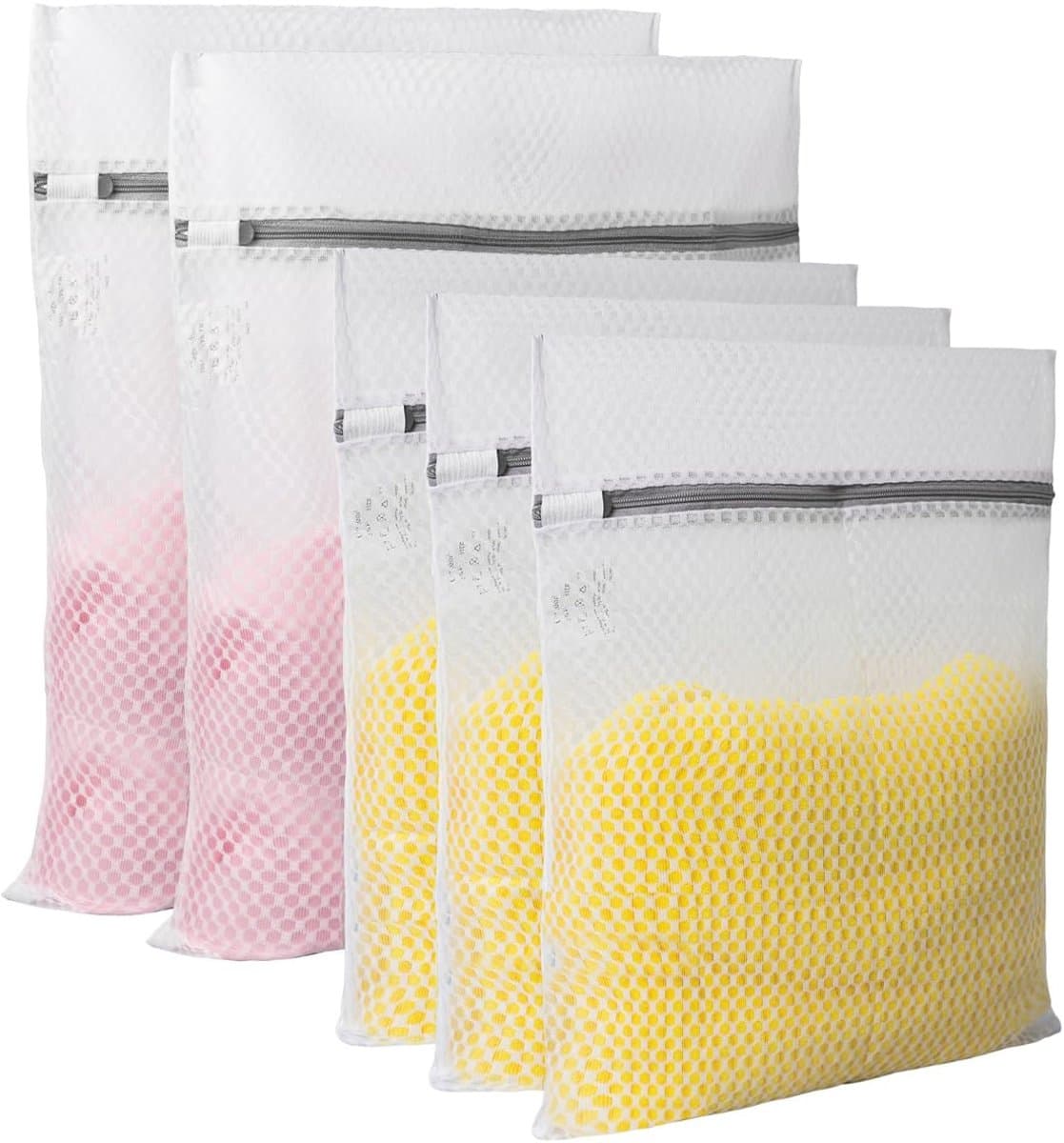 longziming -5-delige Waszakken Set met Honingraatstructuur – Sterke Wasnetten voor Fijn Wassen, Ondergoed & Kleding – Herbruikbare Wastas met Rits – Ideaal voor Reizen & Kledingorganisatie — afbeelding 1