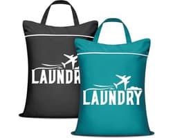 Reiswaszak Waterdicht - 2 Stuks - Grote Waszak 46 x 58 cm - Natte Tas voor Vuile Kleding - Wasbare Gymtas - Hoogwaardig Polyester - Nattas