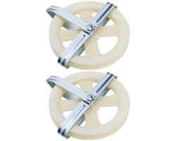 Waslijn Katrol 15,5 cm - 2x Waslijn Uittrekbaar - Duurzaam Impactplastic - Ondersteuning voor Touw tot 3/8" - Eenvoudig te Installeren - Wit