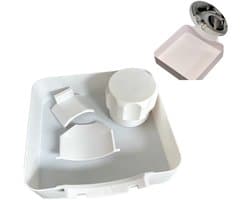 Lekbak Wasmachine - Afvoerbak voor wasmachine - Afvalwaterbak van de wasmachine - Afvalwateropvangbak - 17.8 × 17.8cm - Geschikt voor wasmachines - Met universele afvoerplaat + moer + afvoerplaat - Universeel - Wit