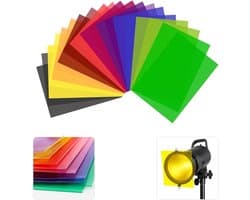 20 Stuks Hittebestendige Folie, Gel Lichtfilter 10 Kleuren, Transparante Kleurfolie voor Kleurcorrectie, Fotostudio, Fotolamp, LED-Lamp, Projector, Studioflitser en Koplamp
