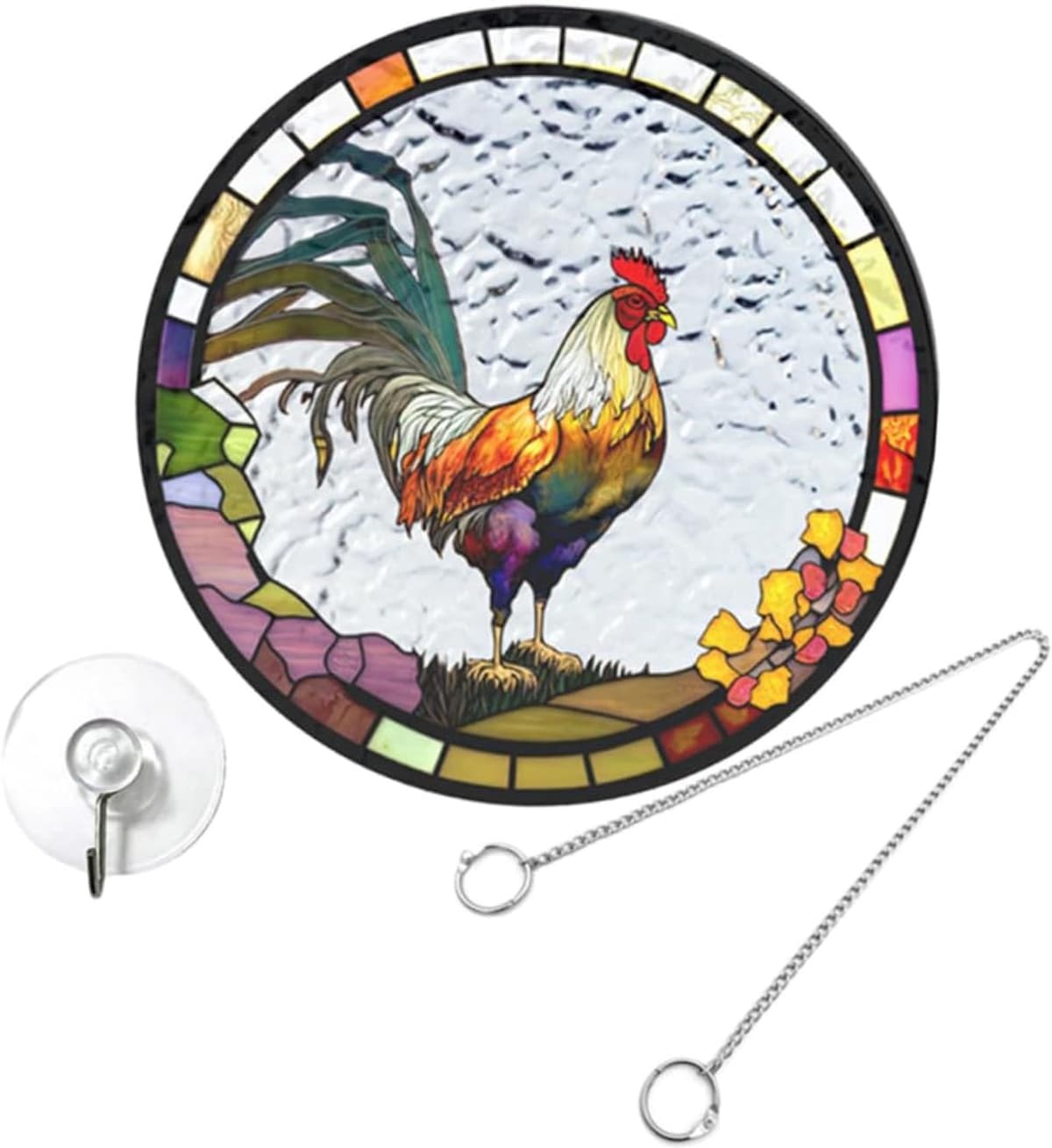 1set Decoratieve Acryl Haan Hangdecoratie Kleurige Raamdecoratie Voor Binnen Buiten Creatieve Wandversiering Voor Tuin Woonkamer — afbeelding 1