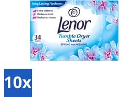 10 x Lenor - Droogtrommeldoekjes - Spring Awakening - 34 Doekjes - Voordeelverpakking - 10 stuks