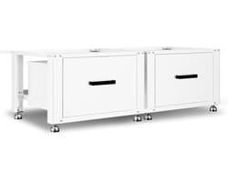 Bodo® - Wasmachine Verhoger - Dubbel - Kast - Ombouw met Lade - Wit - 124x58x44-48cm