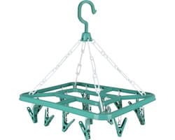Urban Living Wasgoed droogcarrousel/droogmolen - 18 clips/knijpers - groen - kunststof - 31 x 33 cm