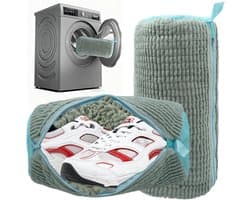 2 stuks waszakken voor schoenen in wasmachine - herbruikbaar - 360° reiniging - veilige ritssluiting - alle soorten schoenen en drogers - grijs