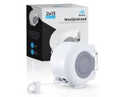 WoniQ Sterke Waslijn Uittrekbaar 26 Meter | Waslijndraad | 2 drooglijnen 13 Meter | Roldrooglijn | Drooglijn Oprolbaar | Automatische Waslijn | Wasrek | Droogrek — afbeelding 1