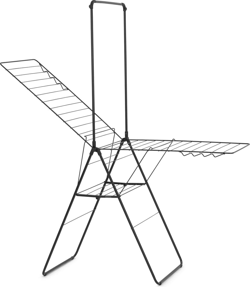 Brabantia HangOn Droogrek 25m - met Stang - Inklapbaar Wasrek - Matt Black — afbeelding 1