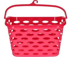 Plasticforte Wasknijpers ophang mandje aan haak - 26 x 15 x 21 cm - fuchsia roze - kunststof — afbeelding 1