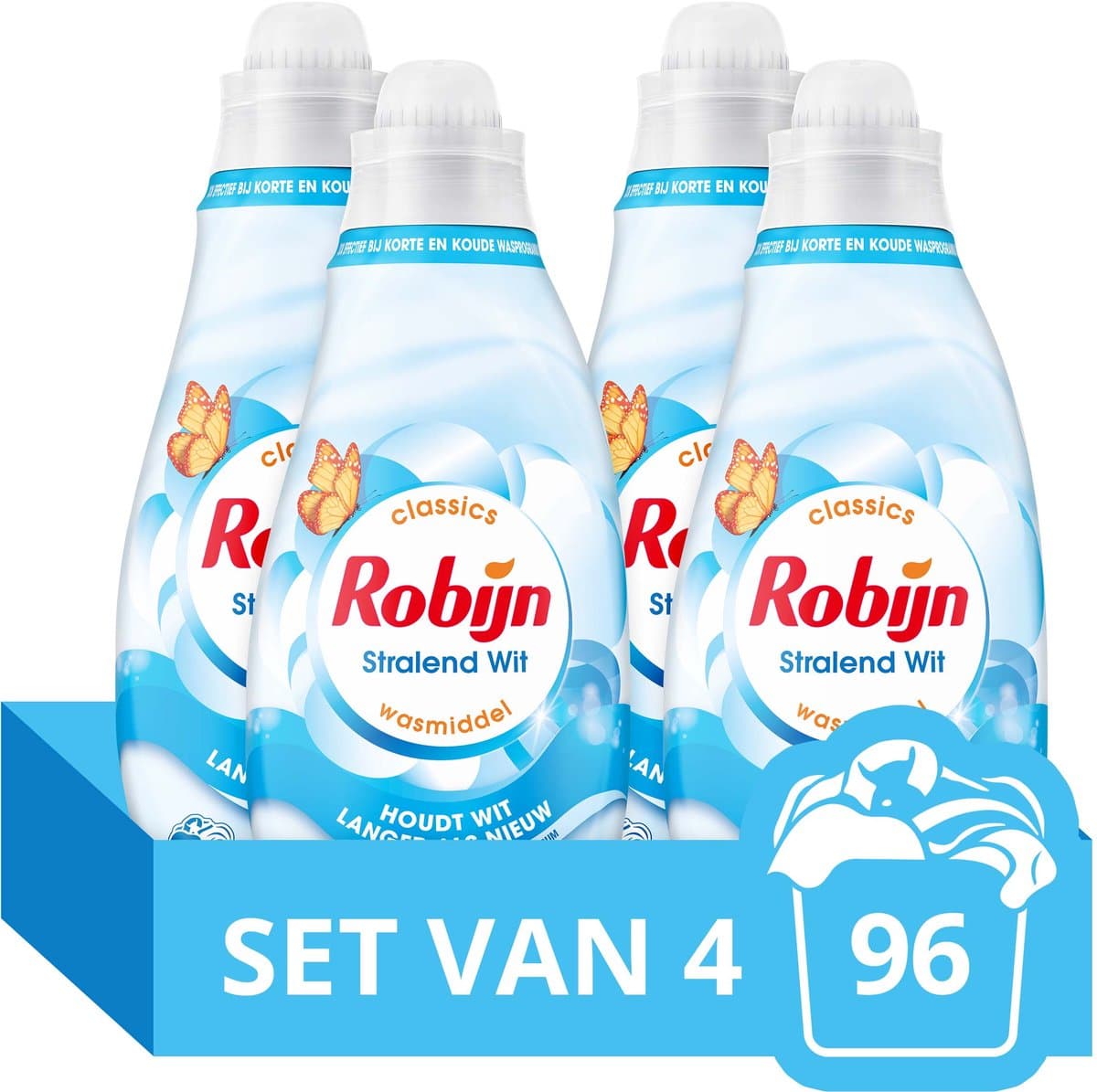 Robijn - Vloeibaar Wasmiddel - Klein & Krachtig - Stralend Wit - 6 flessen - 144 wasbeurten — afbeelding 1