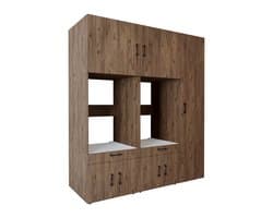 Roomart SERIE 3 Wasmachine Ombouwkast 179x205 cm - Dubbele Kast met Hoge Kast 45 - Eiken