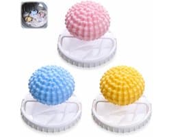 3 stuks ‑ 2-in-1 wasbalfilter - wasbal ‑ wasbol - wasmachine filterbal ‑ pp en polyester gaas - pluis‑ en haaropvang, voorkomt verstrengeling ‑ 16,2 * 9,3 cm ‑ huishoudelijk wassen, wasmachine, thuisgebruik ‑ blauw, roze, geel